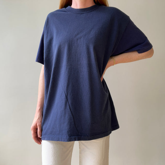 1990s USA Made Two Tone Navy Champion Brand Cotton T-shirt