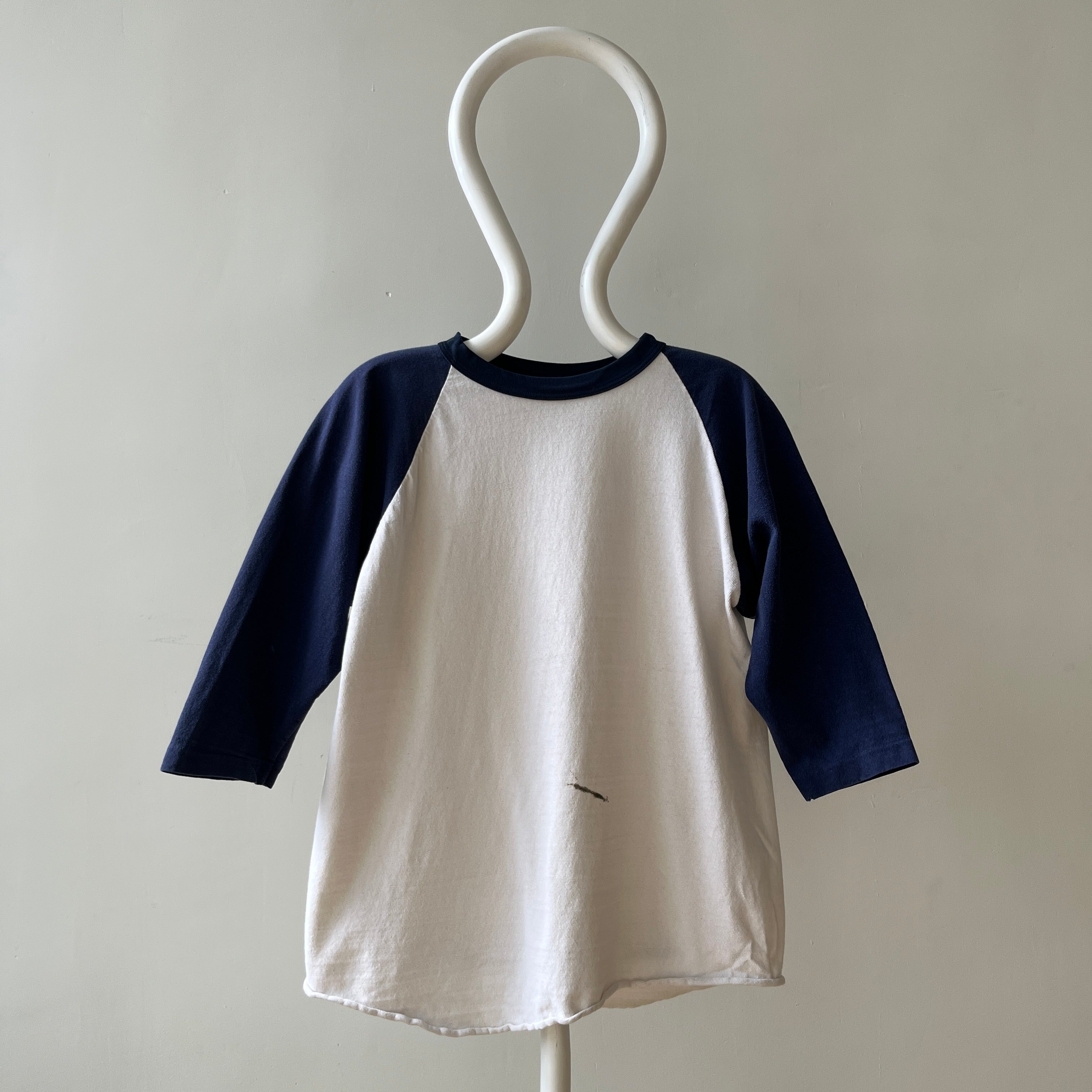 1970s Navy Three Quarter Sleeve Baseball Style T Shirt - !!! Personal Collection Piece