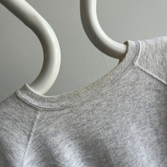 1980s Light Gray Blank Warm Up Sweatshirt with a hole in the Sleeve