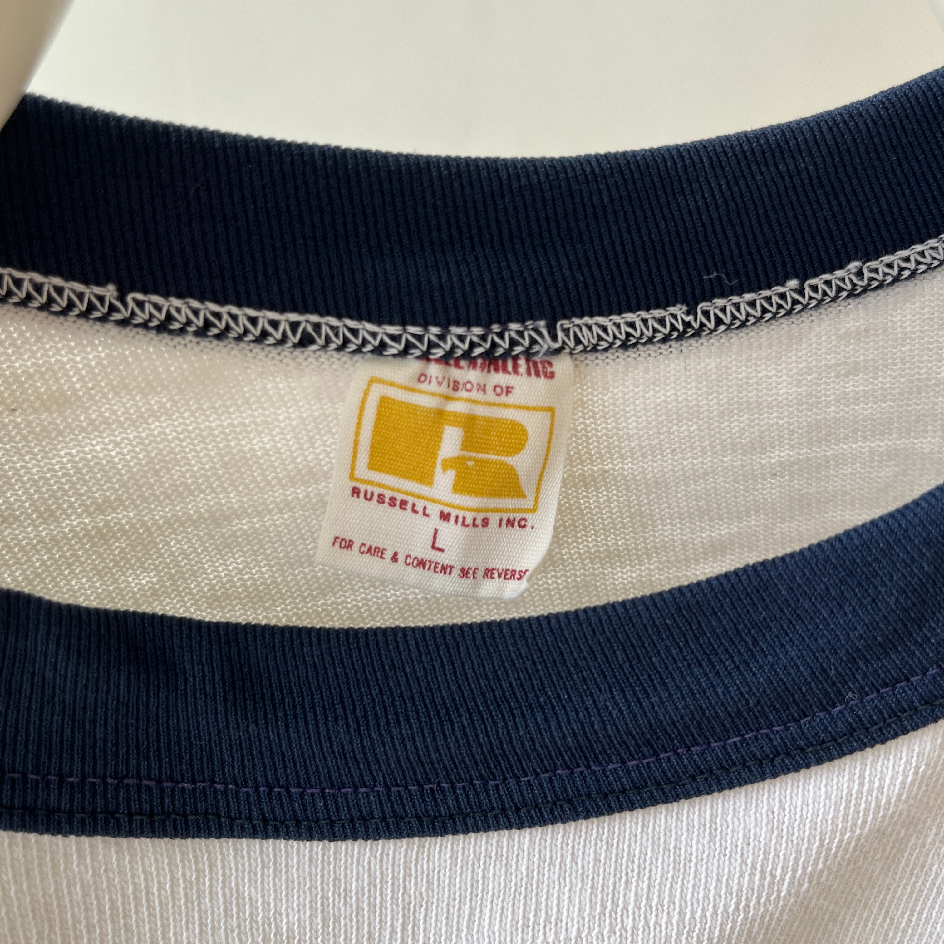 1970s Navy Three Quarter Sleeve Baseball Style T Shirt - !!! Personal Collection Piece