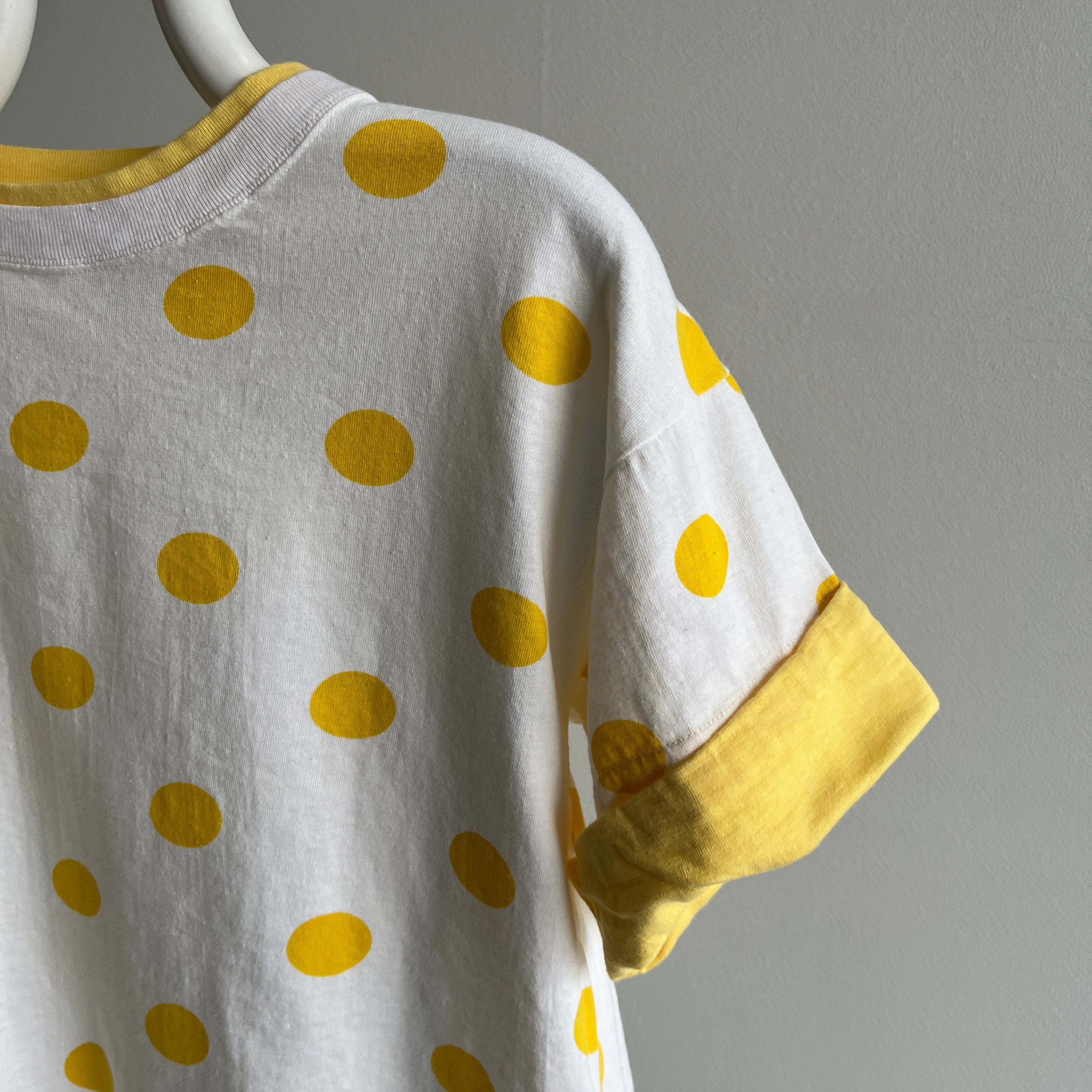 1980s Polka Dot Cotton Two Tone T-Shirt