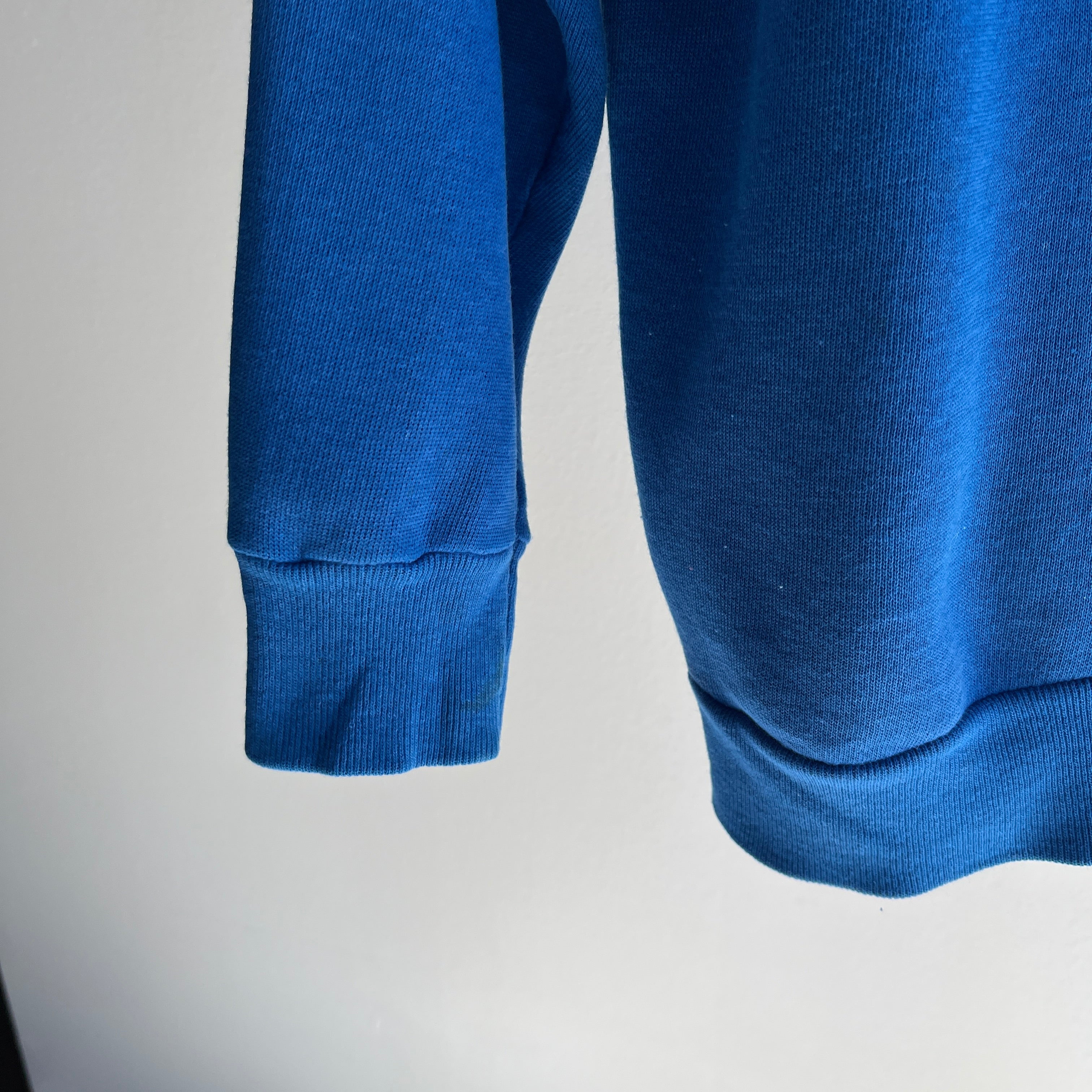 1980s Luxuriously Soft Blank Blue Raglan by Tutlex - A Special One