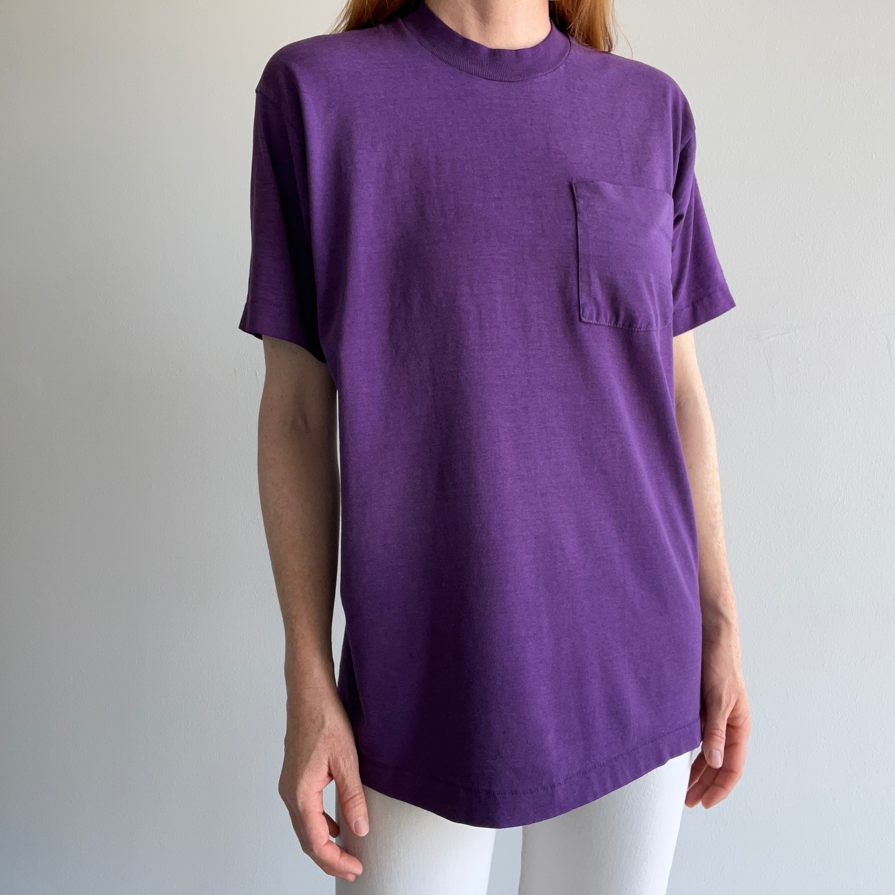 1980/90s Dreamy Worn Purple Pocket T-Shirt by BVD