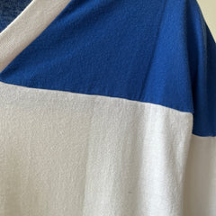 1980s Blank Blue and White Football Style T Shirt