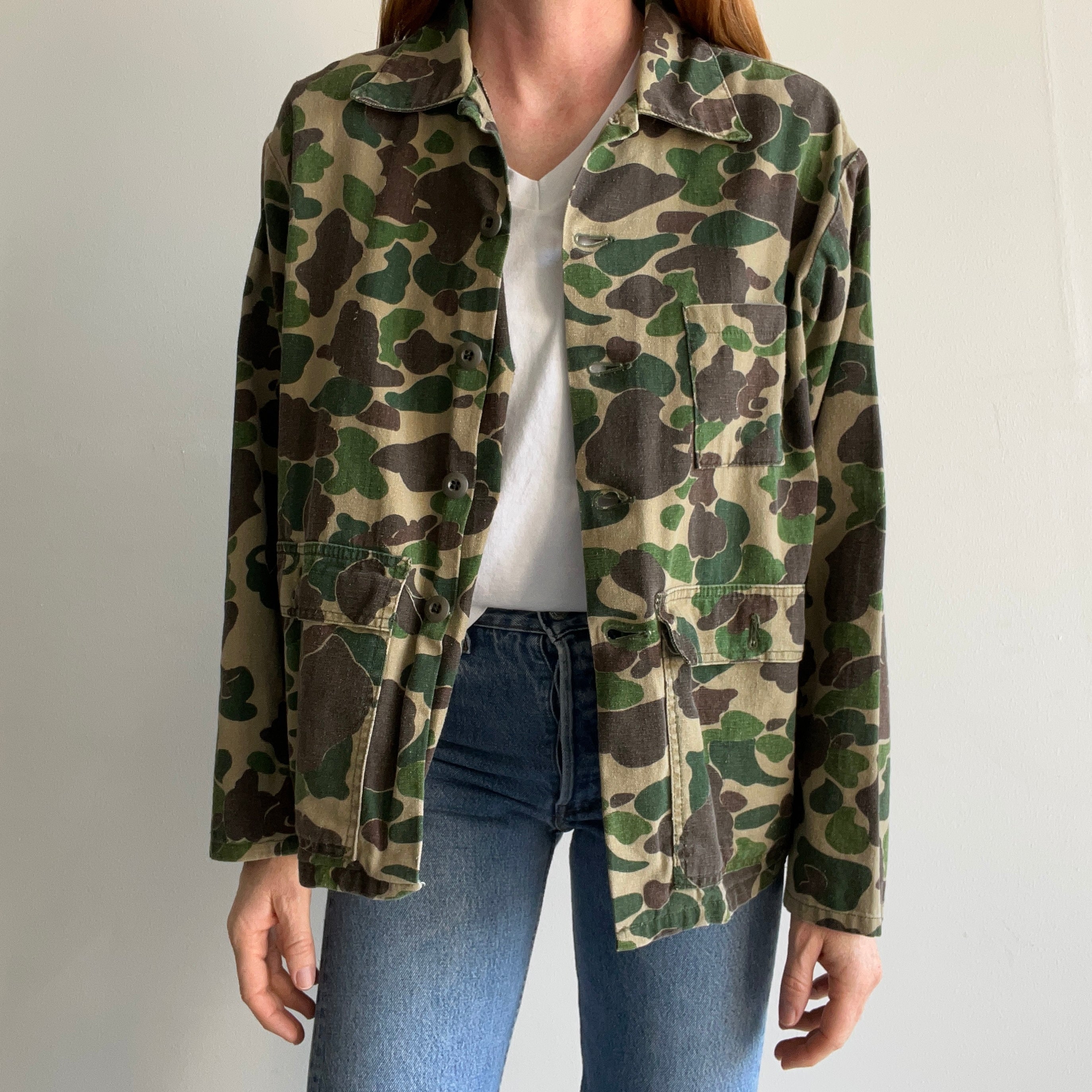 1970/80s Ranger Brand Cotton Camo Chore Coat - With Hand Mending