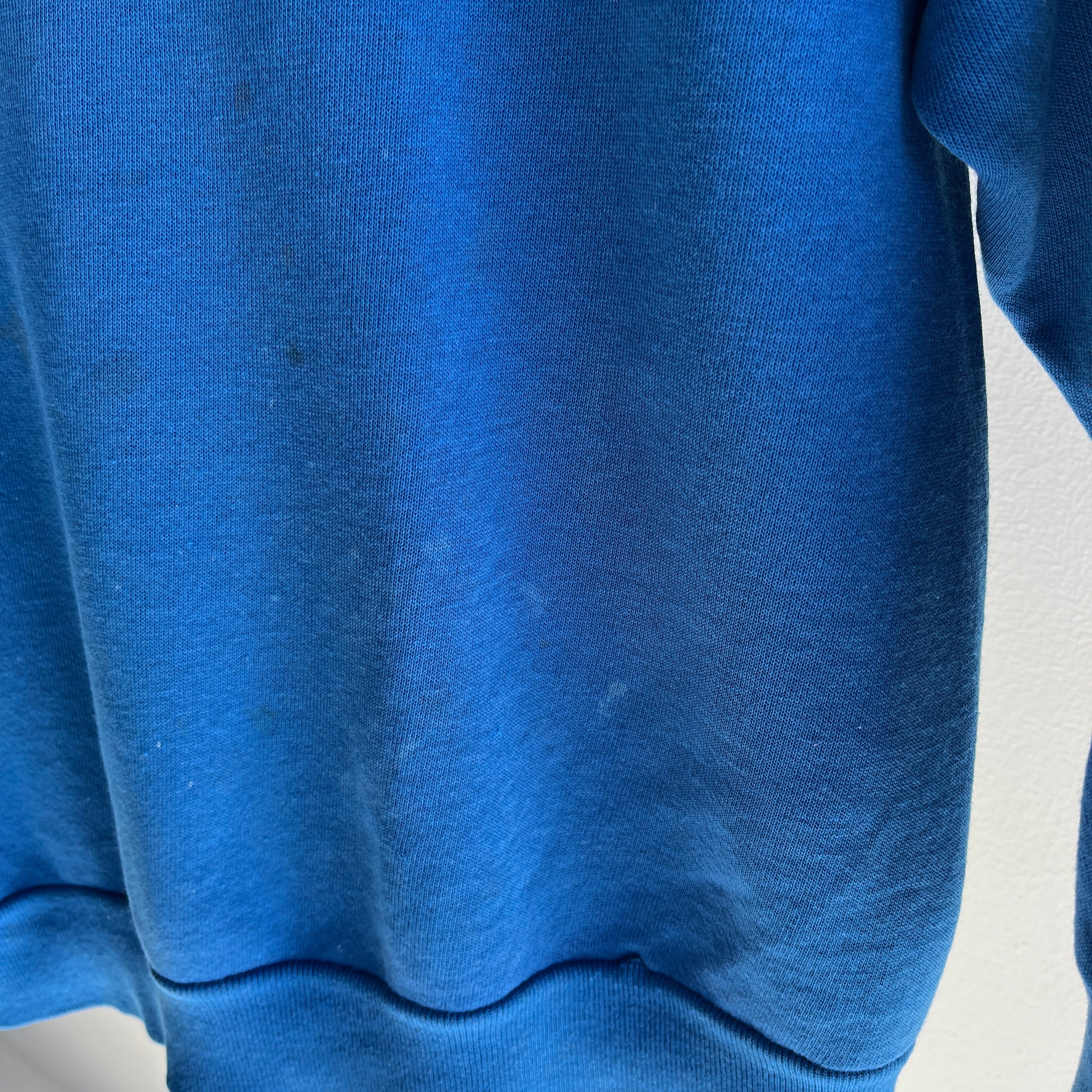 1980s Luxuriously Soft Blank Blue Raglan by Tutlex - A Special One