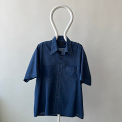 1970's Navy Short Sleeve Button Up