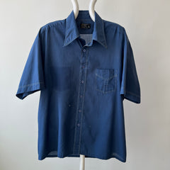 1970's Navy Short Sleeve Button Up