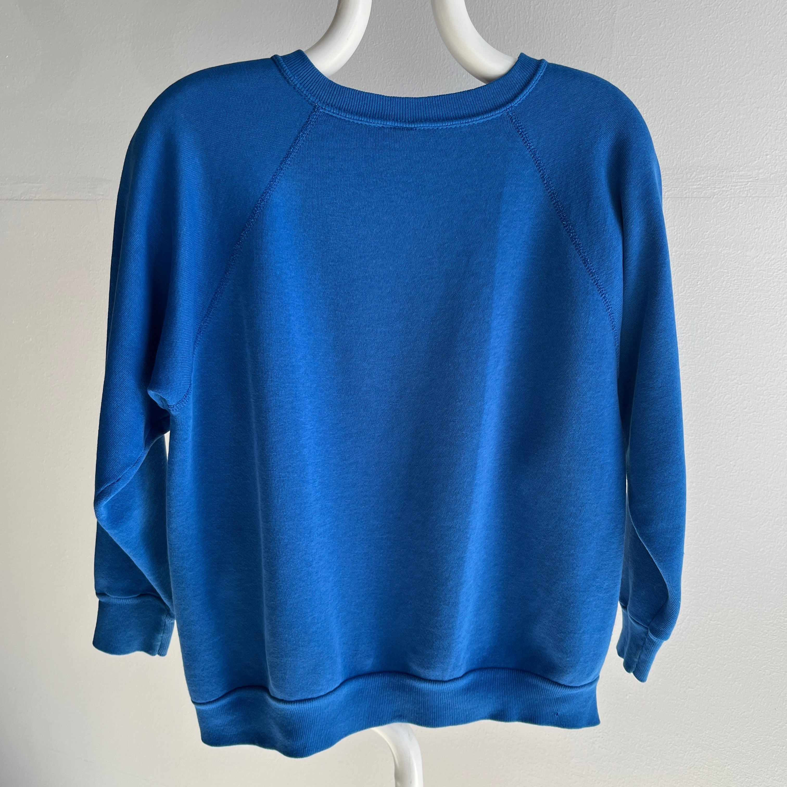 1980s Luxuriously Soft Blank Blue Raglan by Tutlex - A Special One