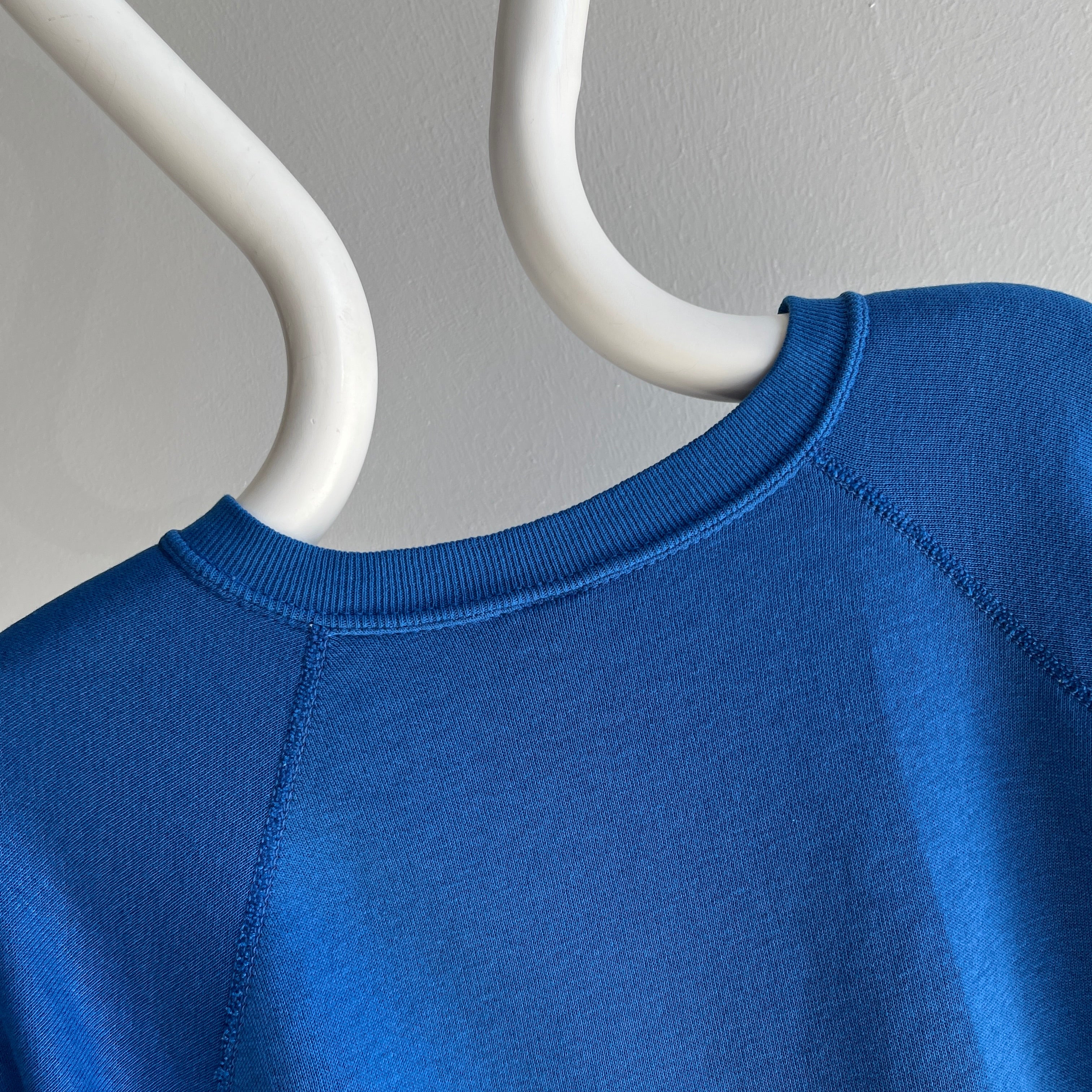 1980s Luxuriously Soft Blank Blue Raglan by Tutlex - A Special One