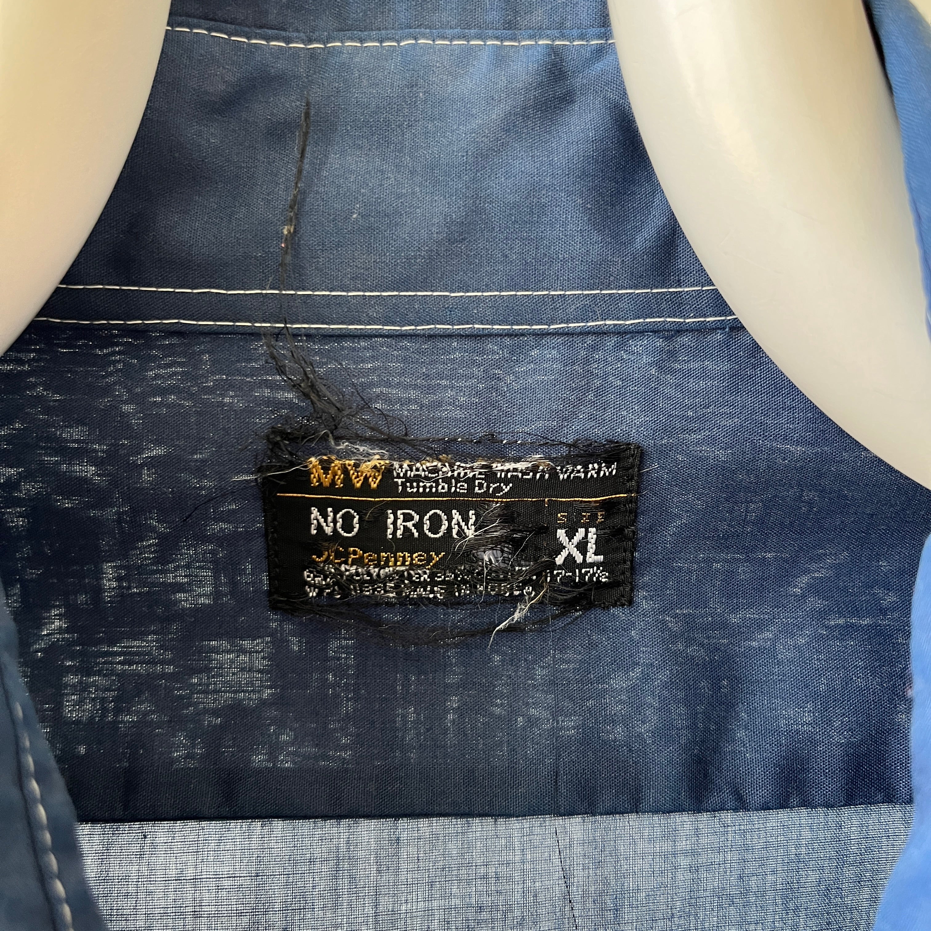 1970's Navy Short Sleeve Button Up