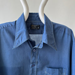 1970's Navy Short Sleeve Button Up