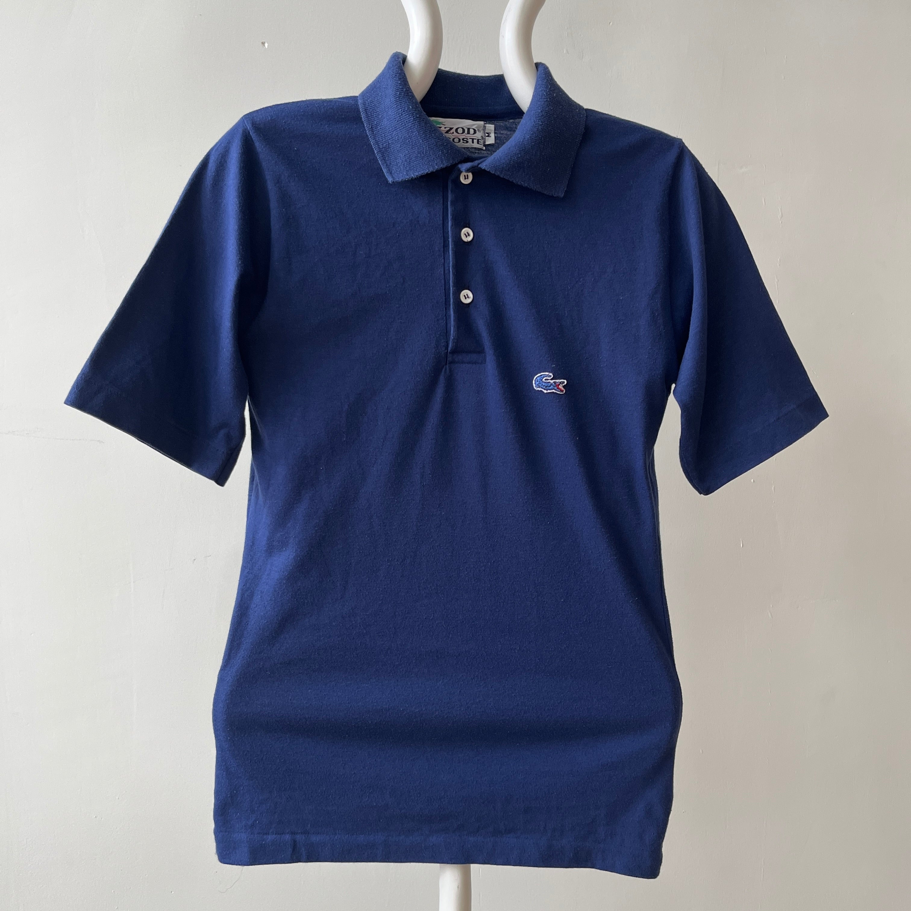 1980s Blank Navy Blue Lacoste Polo Style Shirt