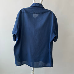 1970's Navy Short Sleeve Button Up
