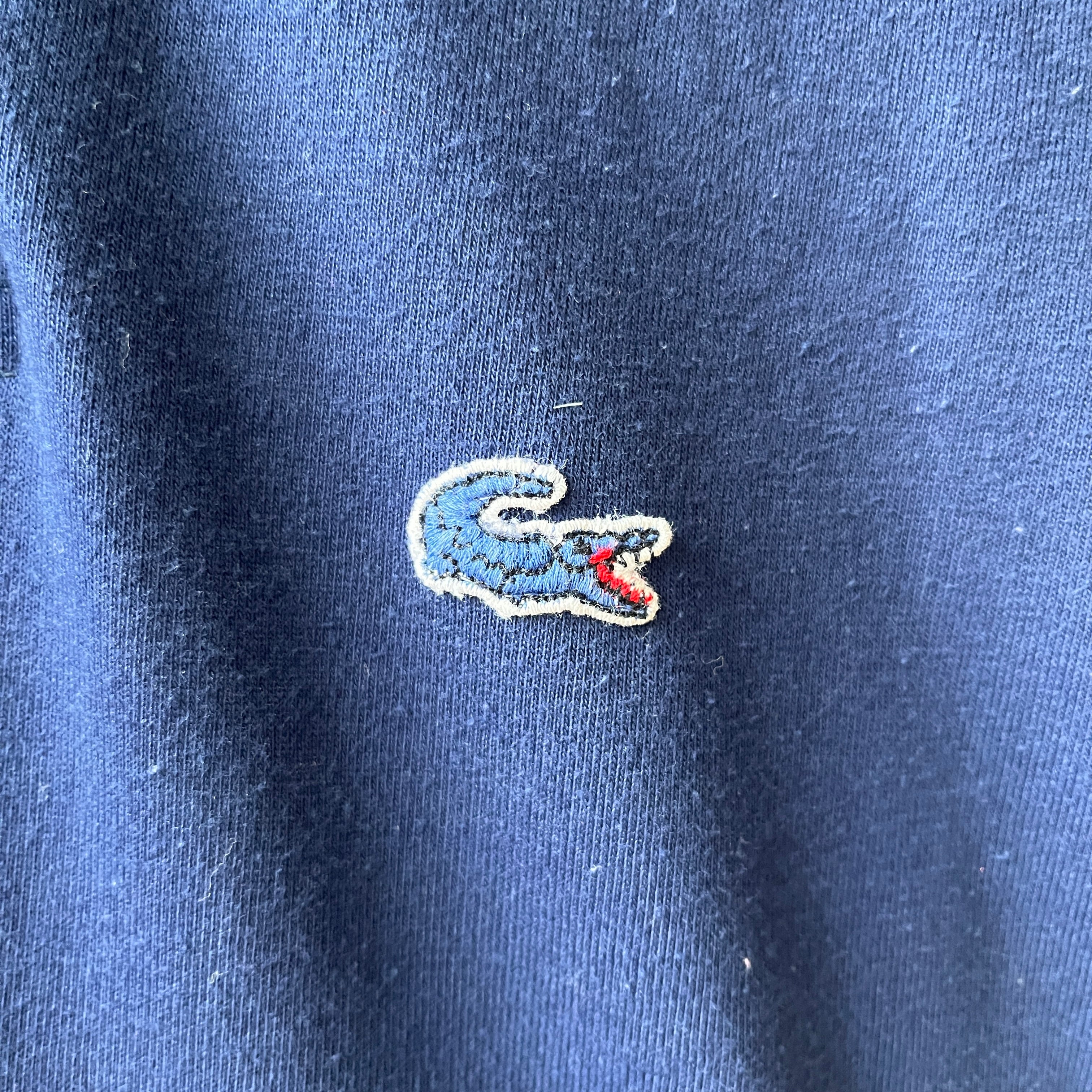 1980s Blank Navy Blue Lacoste Polo Style Shirt