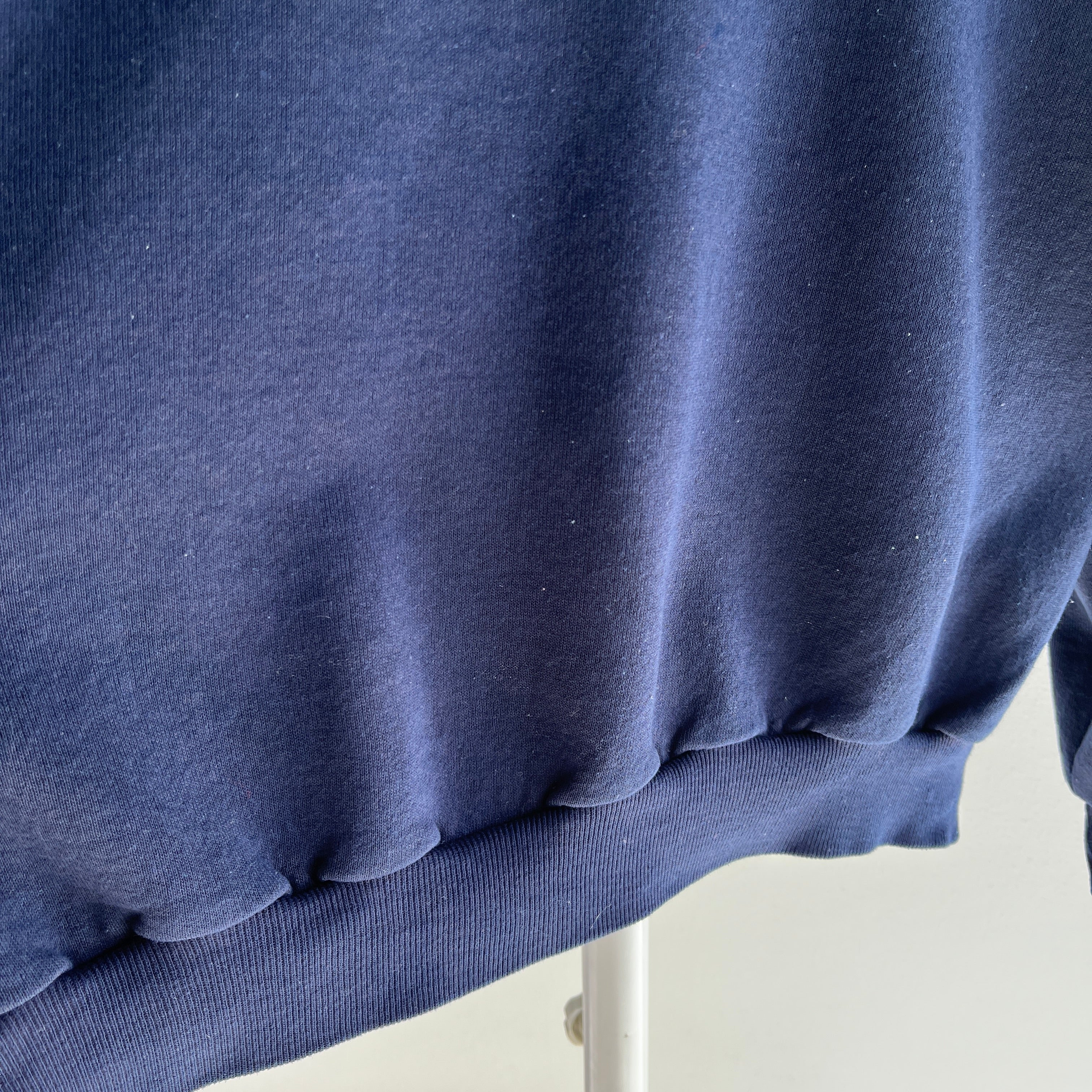 1970s Thinned Out To That Perfect Sheen Blank Navy Raglan Sweatshirt