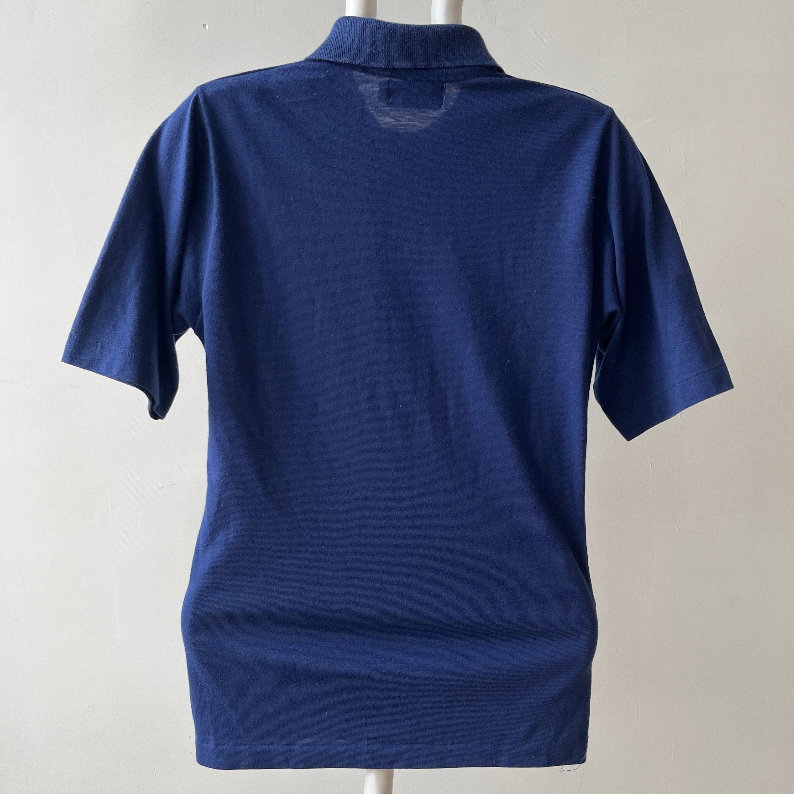 1980s Blank Navy Blue Lacoste Polo Style Shirt