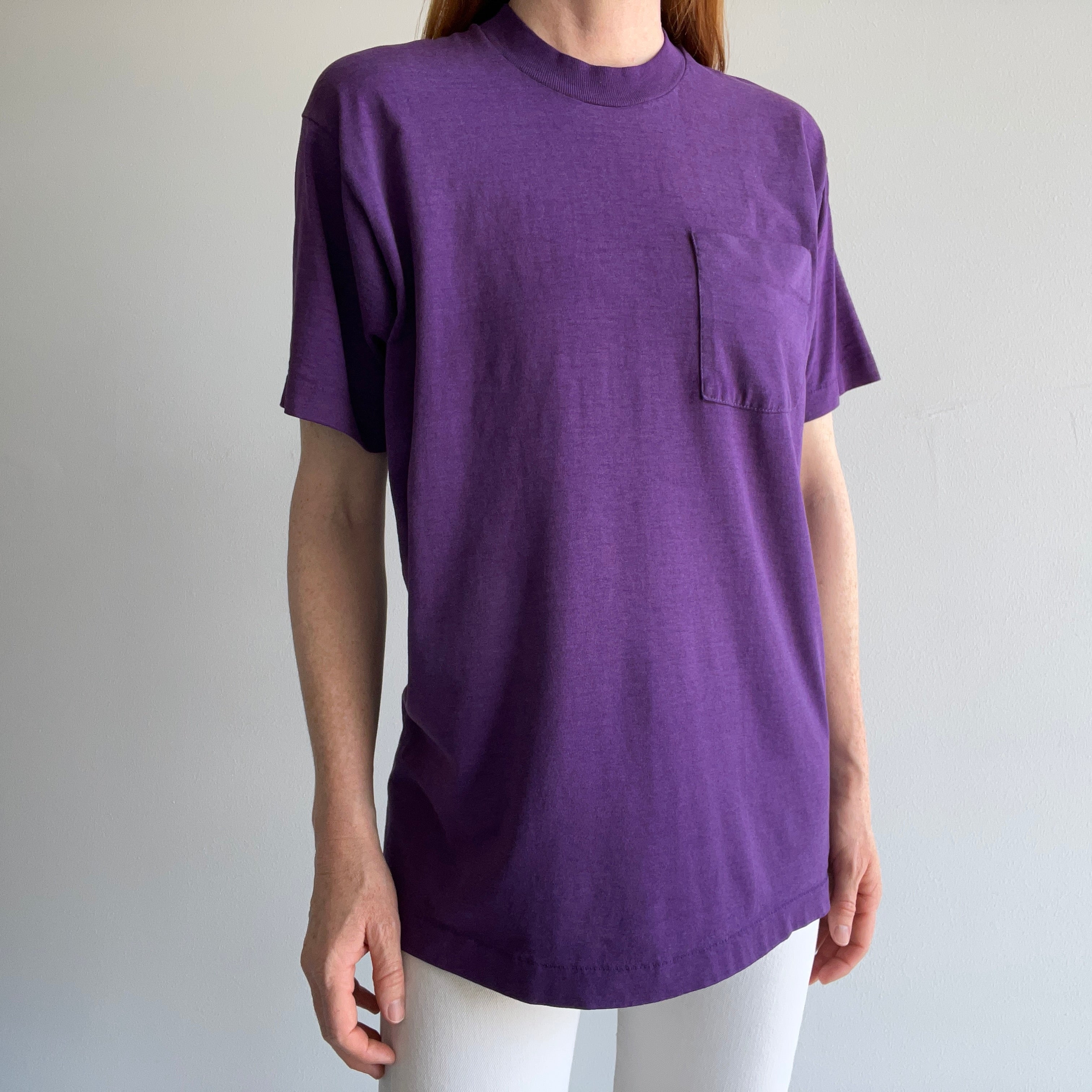 1980/90s Dreamy Worn Purple Pocket T-Shirt by BVD