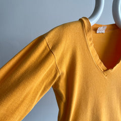 1960s Bermuda Cotton Knit V-Neck 3/4 Sleeve T-Shirt