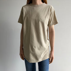 1980s Soft Combed Cotton Light Tan T-Shirt