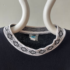 1980s Collar Design Blank Black T Shirt