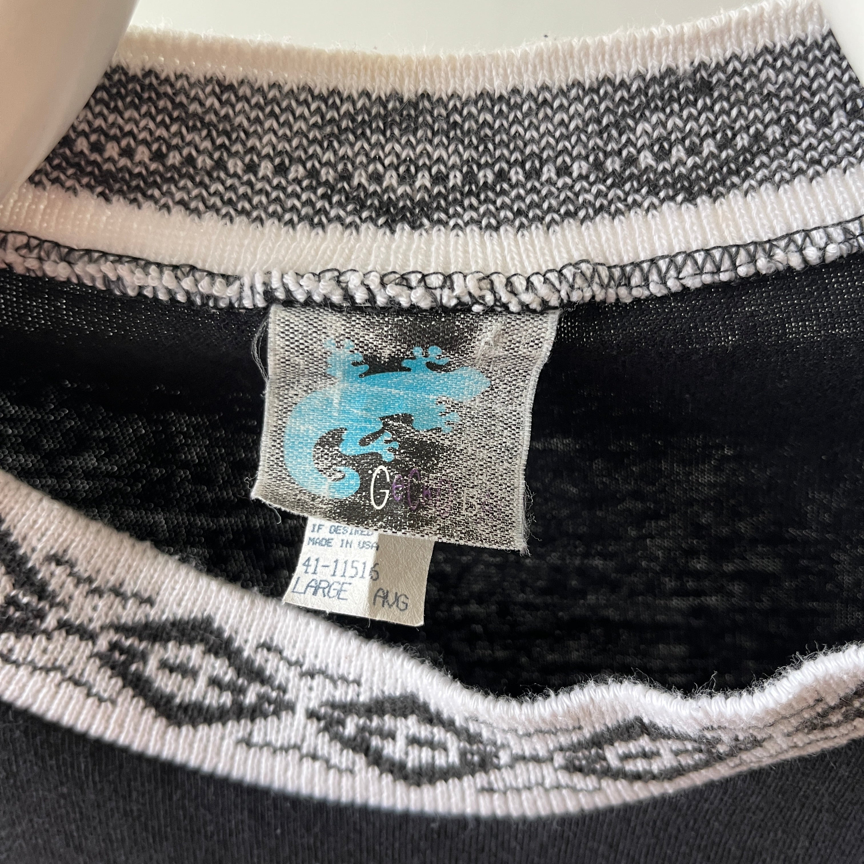 1980s Collar Design Blank Black T Shirt