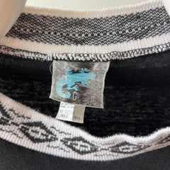 1980s Collar Design Blank Black T Shirt