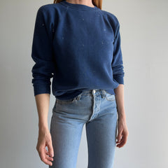 1970s Smaller Paint Stained Mostly Cotton Raglan Sweatshirt - Oh My!