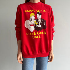 1980s Kappa Alpha Red & Gold Ball Sweatshirt - WOWZA