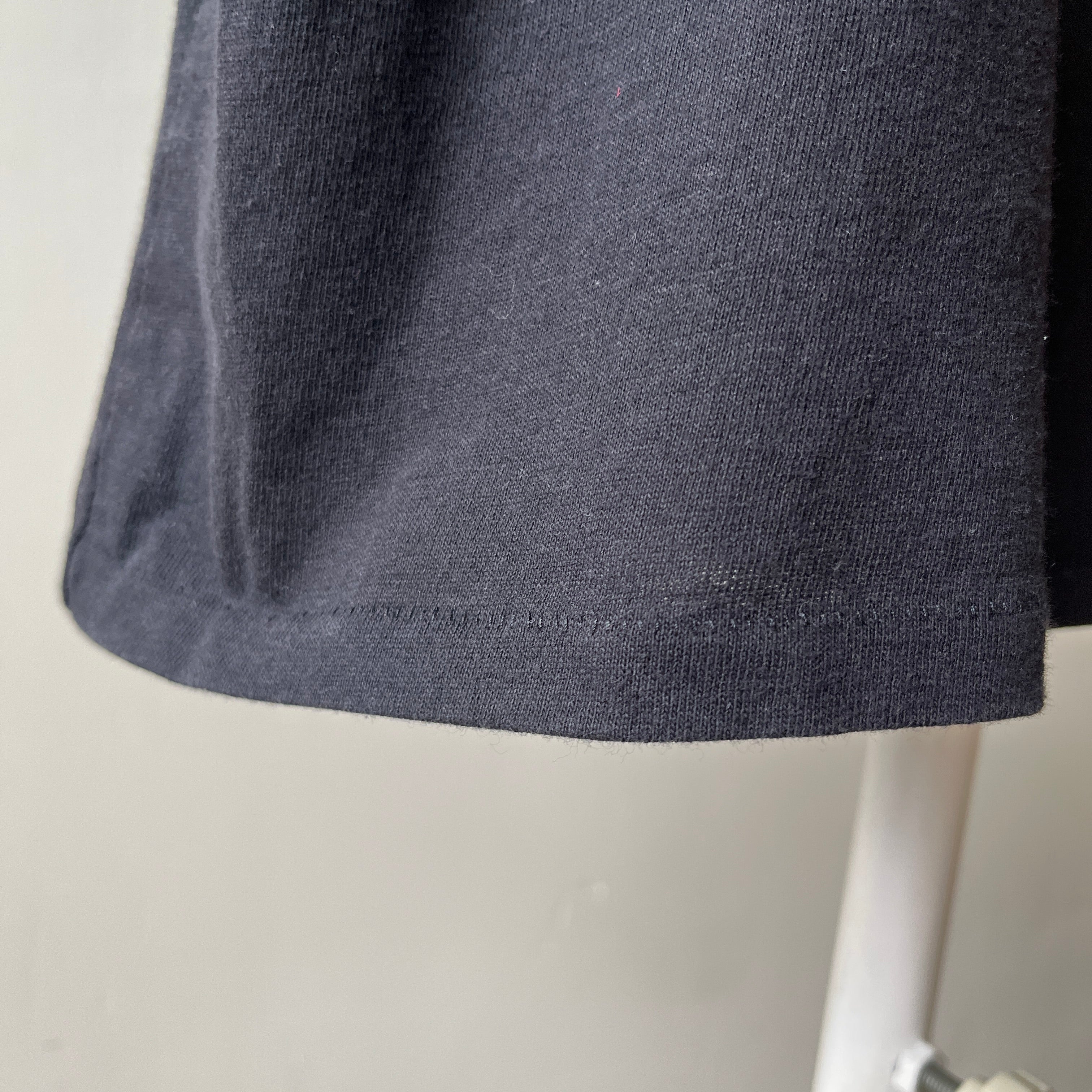 1980s Collar Design Blank Black T Shirt