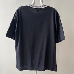 1980s Collar Design Blank Black T Shirt