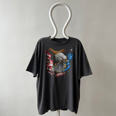 1987 Faded Black 3D Emblem Harley T Shirt - V COLLECTIBLE