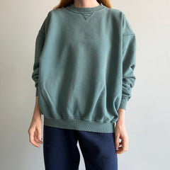 1990/2000s Jade Green Nicely Tattered Collar Sweatshirt