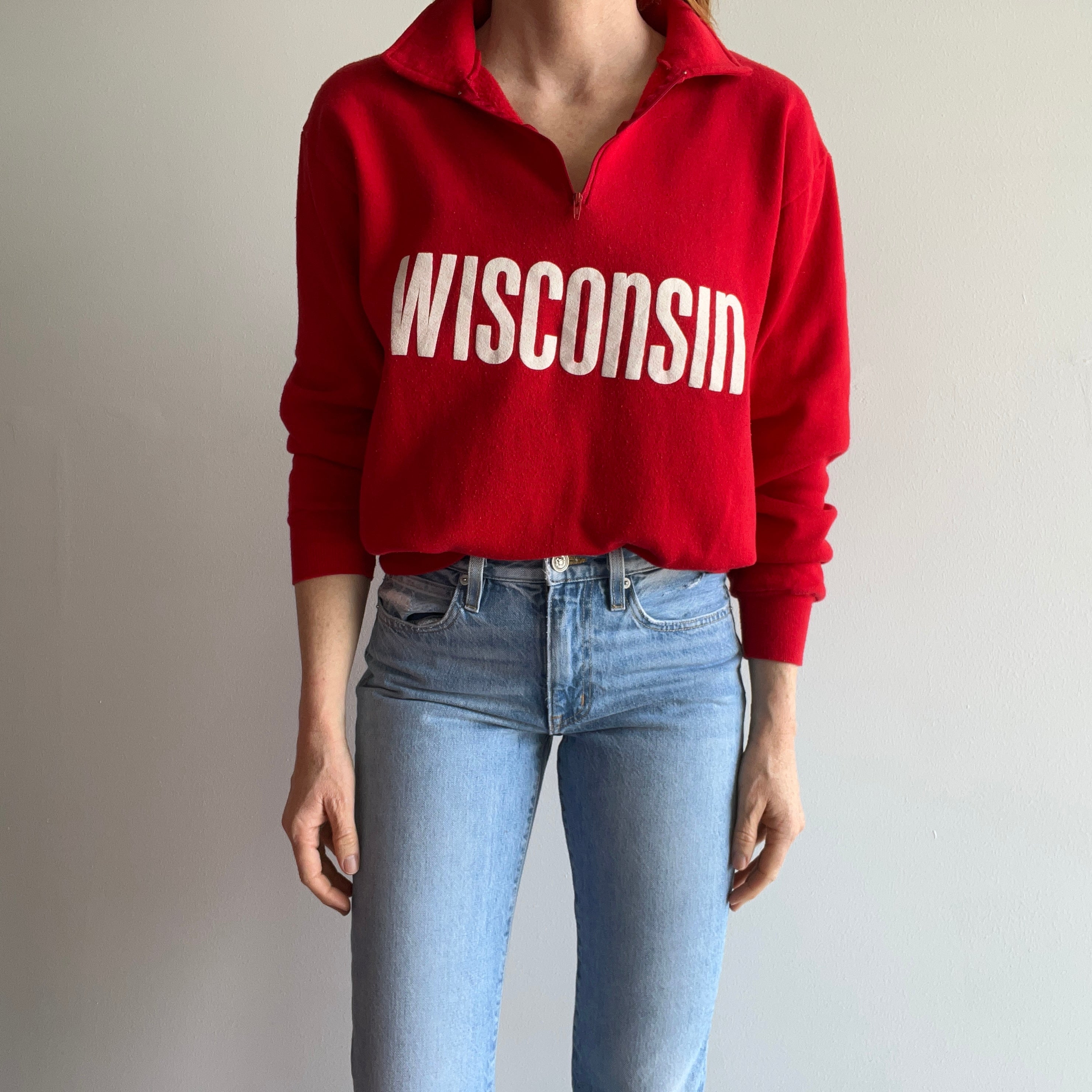 1980s 1/4 Zip Wisconsin Sweatshirt by Bassett Walker