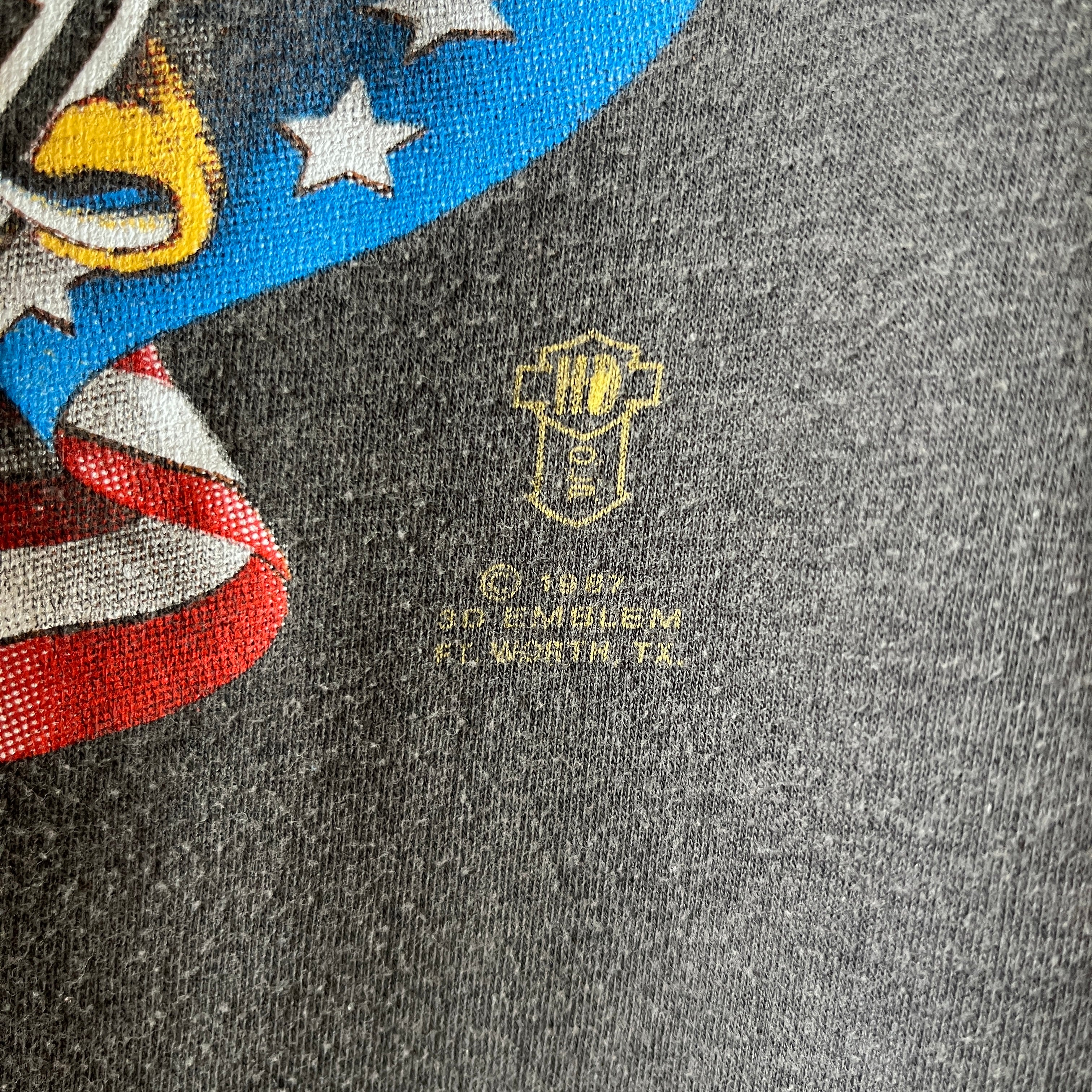 1987 Faded Black 3D Emblem Harley T Shirt - V COLLECTIBLE