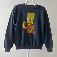 1980s Black Raglan Painted Bart Simpson by Jacob Sweatshirt, Priceless