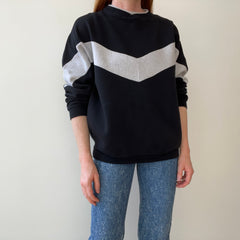 1980s Color Block Gray and Black Sweatshirt