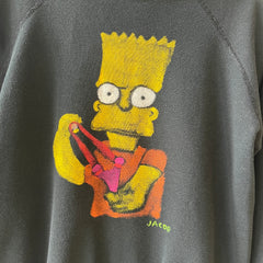 1980s Black Raglan Painted Bart Simpson by Jacob Sweatshirt, Priceless