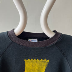 1980s Black Raglan Painted Bart Simpson by Jacob Sweatshirt, Priceless