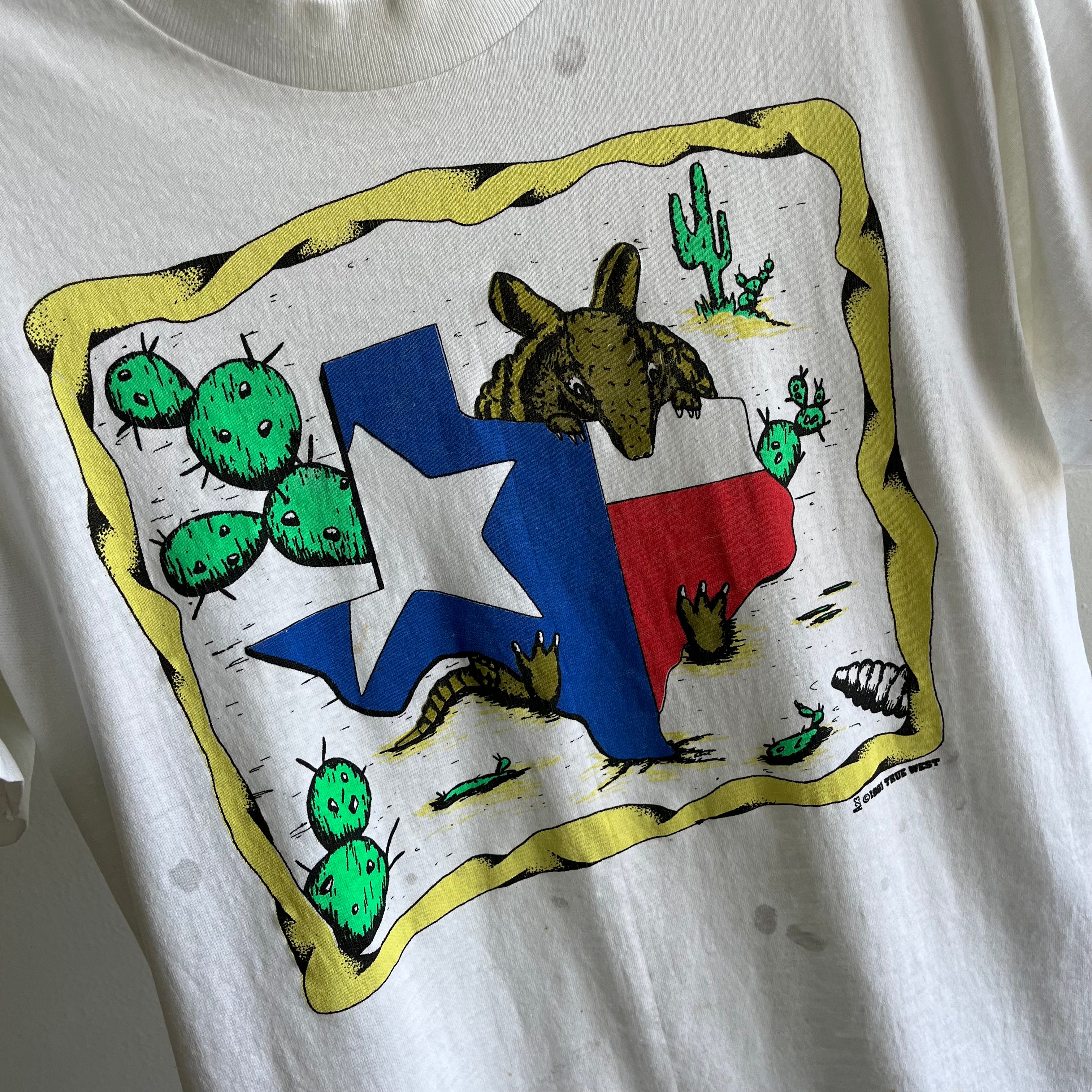 1990 Armadillo Texas Rattlesnake Super Stained T-Shirt