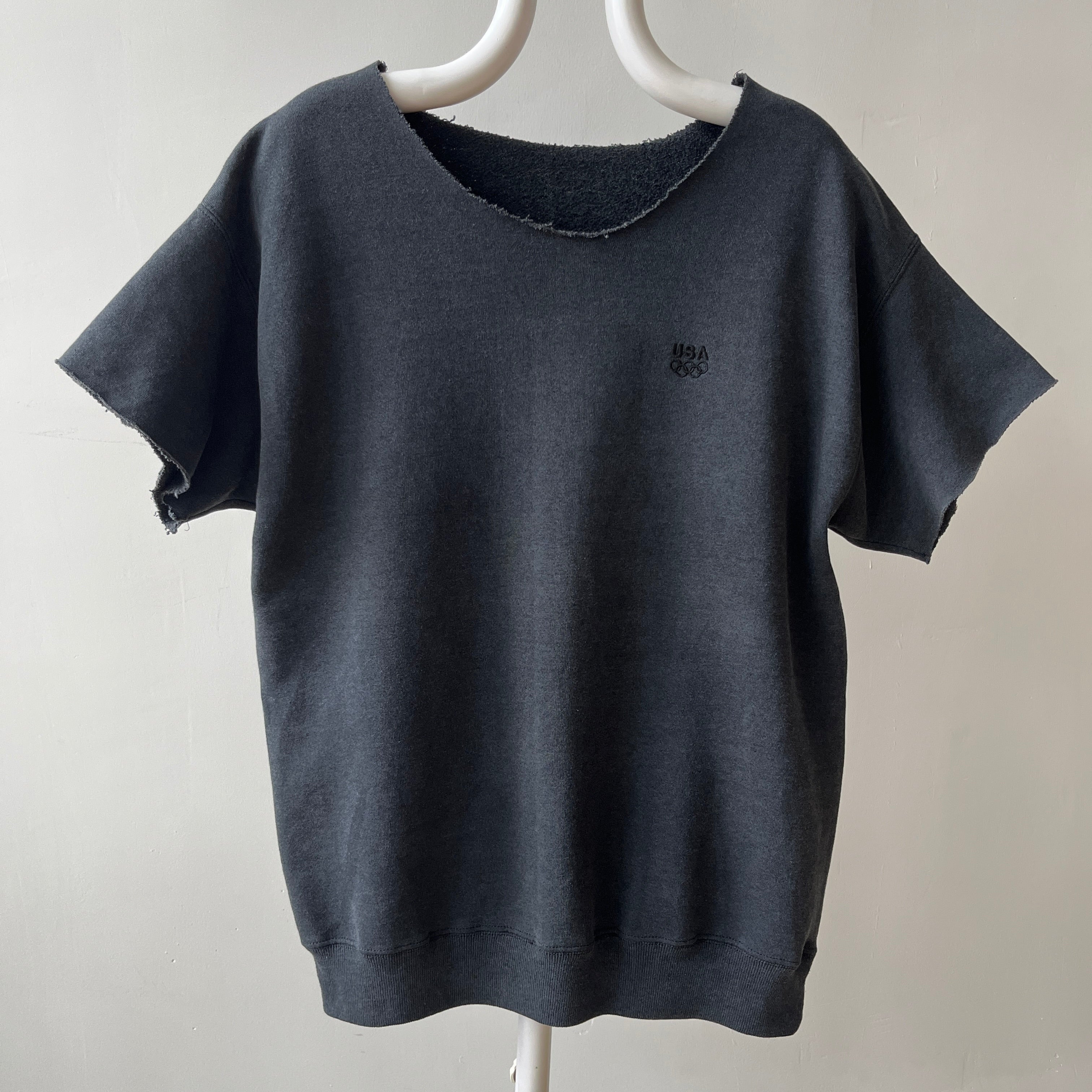 1980s Black Cut Off Olympics Sweatshirt