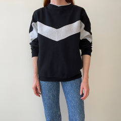 1980s Color Block Gray and Black Sweatshirt