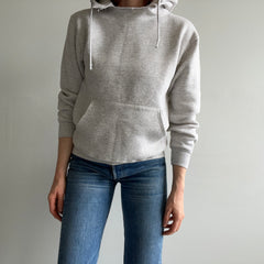 1980s Cut Neck. Light Gray Pull Over Hoodie by Jerzees