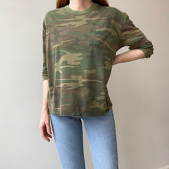 1980s Rolled Neck Soft and Slouchy Long Sleeve Camo T-Shirt