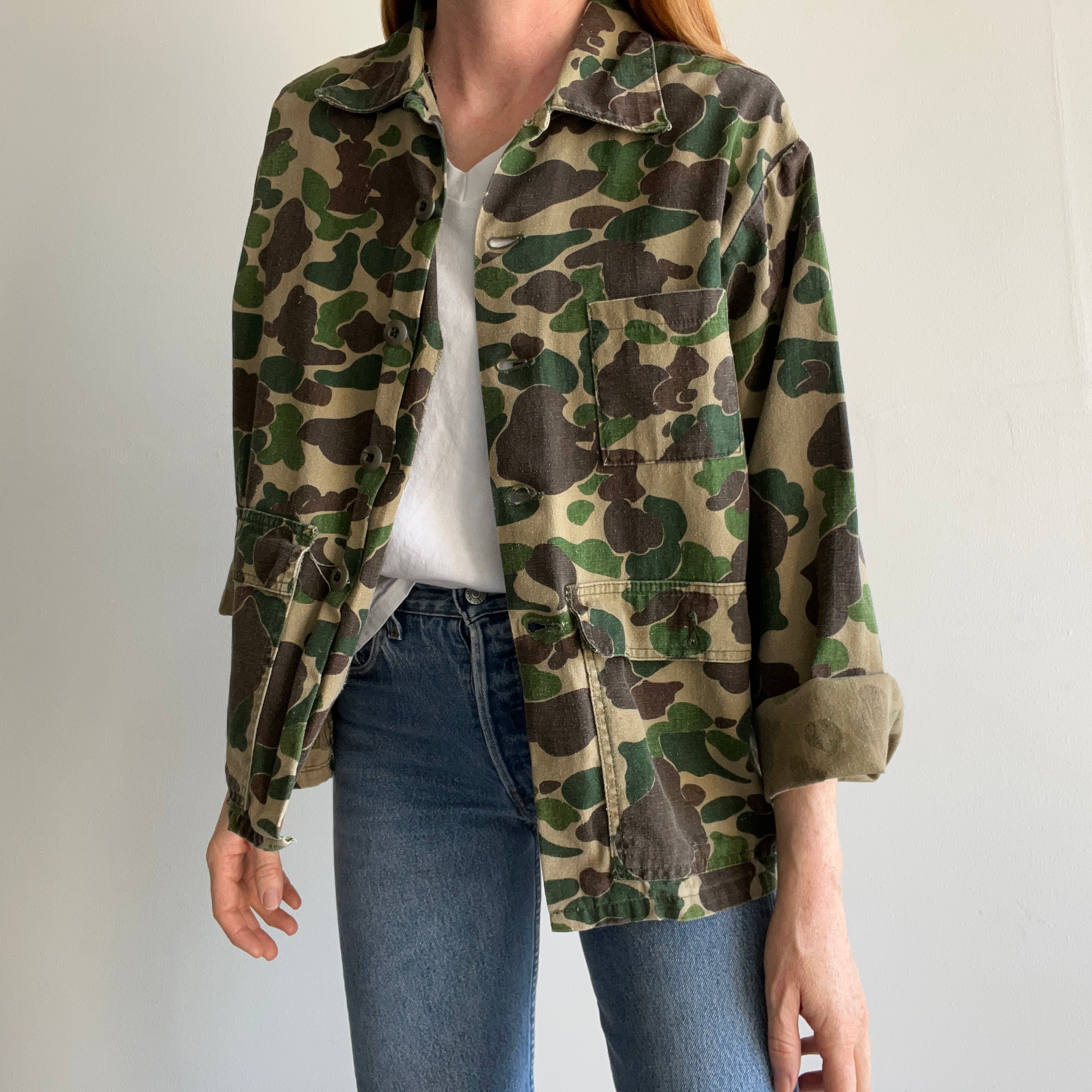 1970/80s Ranger Brand Cotton Camo Chore Coat - With Hand Mending