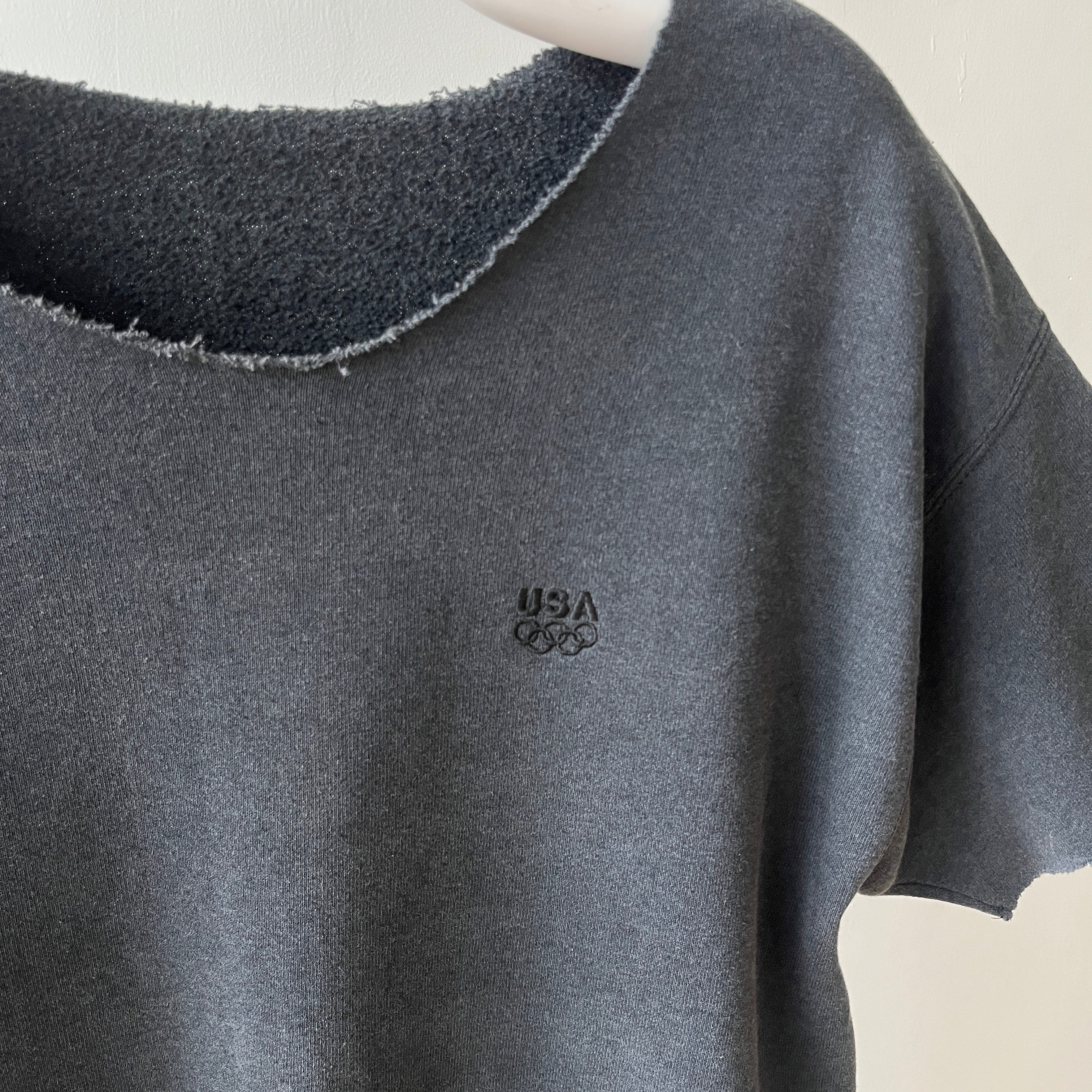 1980s Black Cut Off Olympics Sweatshirt