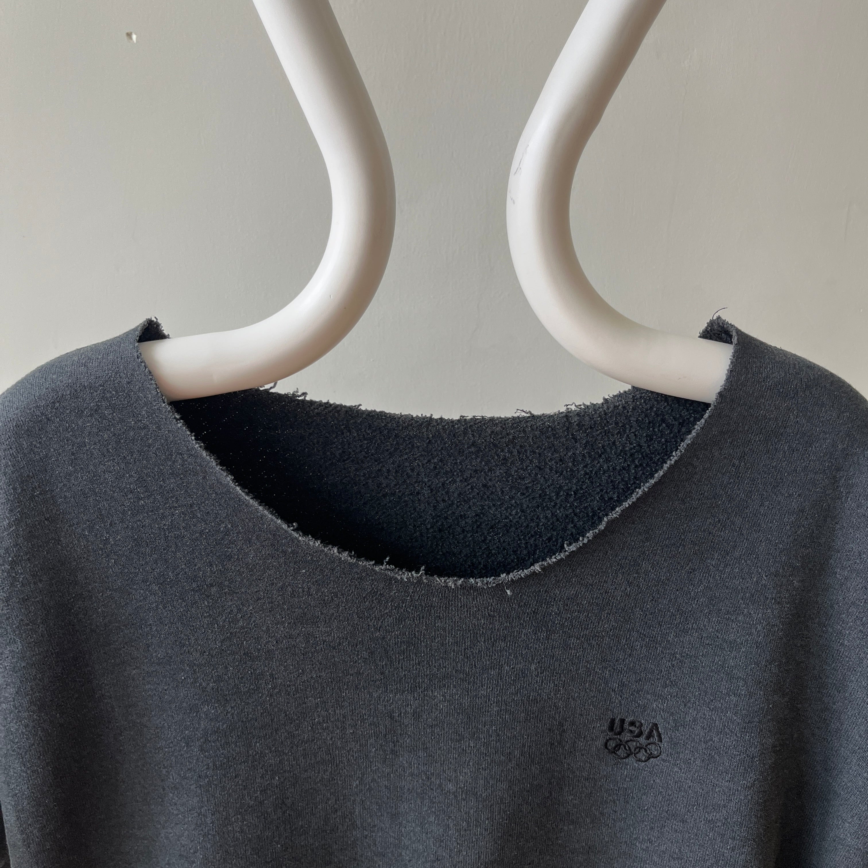 1980s Black Cut Off Olympics Sweatshirt