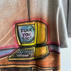 1985 Frustrated Computer User Front and Back F Bomb T-Shirt - Like. Woah.