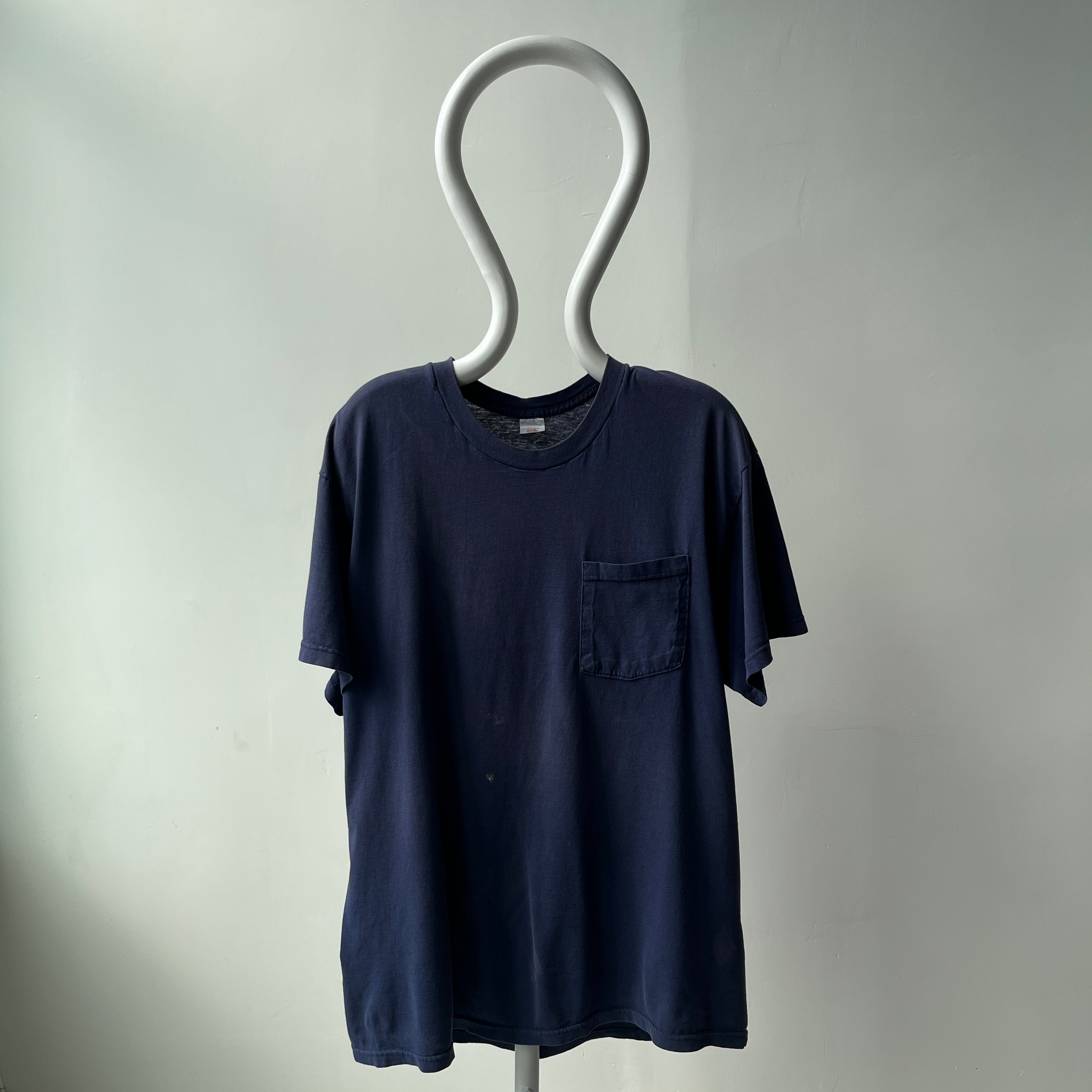 1990/2000s Epically Sun Faded and Worn DCQL Navy Pocket T-Shirt