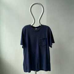 1990/2000s Epically Sun Faded and Worn DCQL Navy Pocket T-Shirt